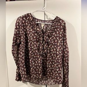 Rebecca Taylor La Vie Cherise Mahogany Blouse Size Medium